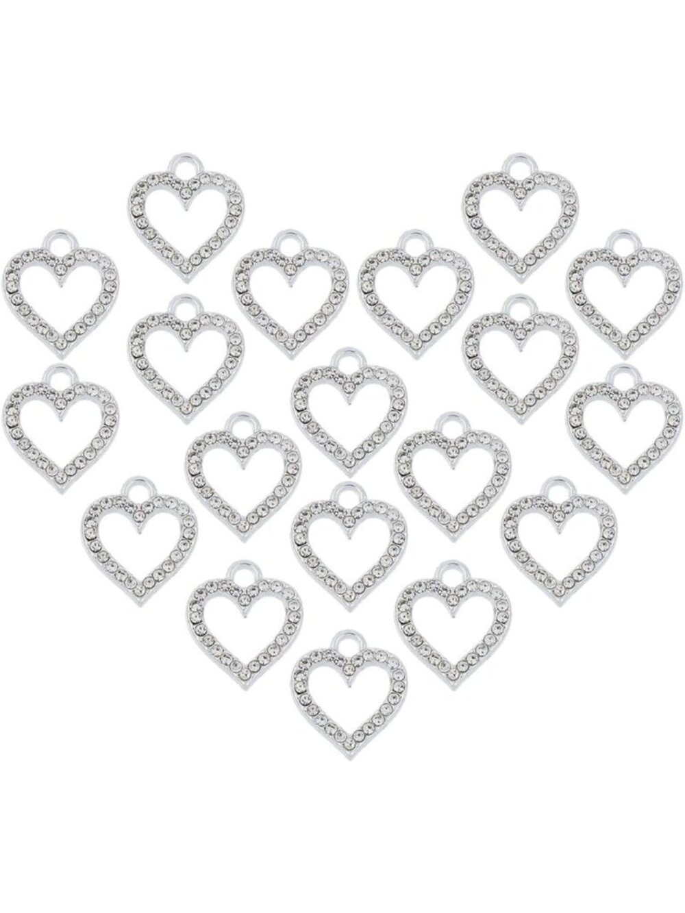 60Pcs Rhinestone Heart Charms - Gold & Silver Love Pendants for DIY Jewelry